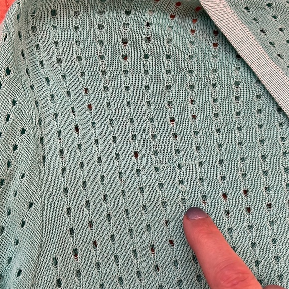 Rag & Bone Turquoise Ariana Open Knit Flyaway open Back Cotton Sweater size XS - Picture 7 of 14